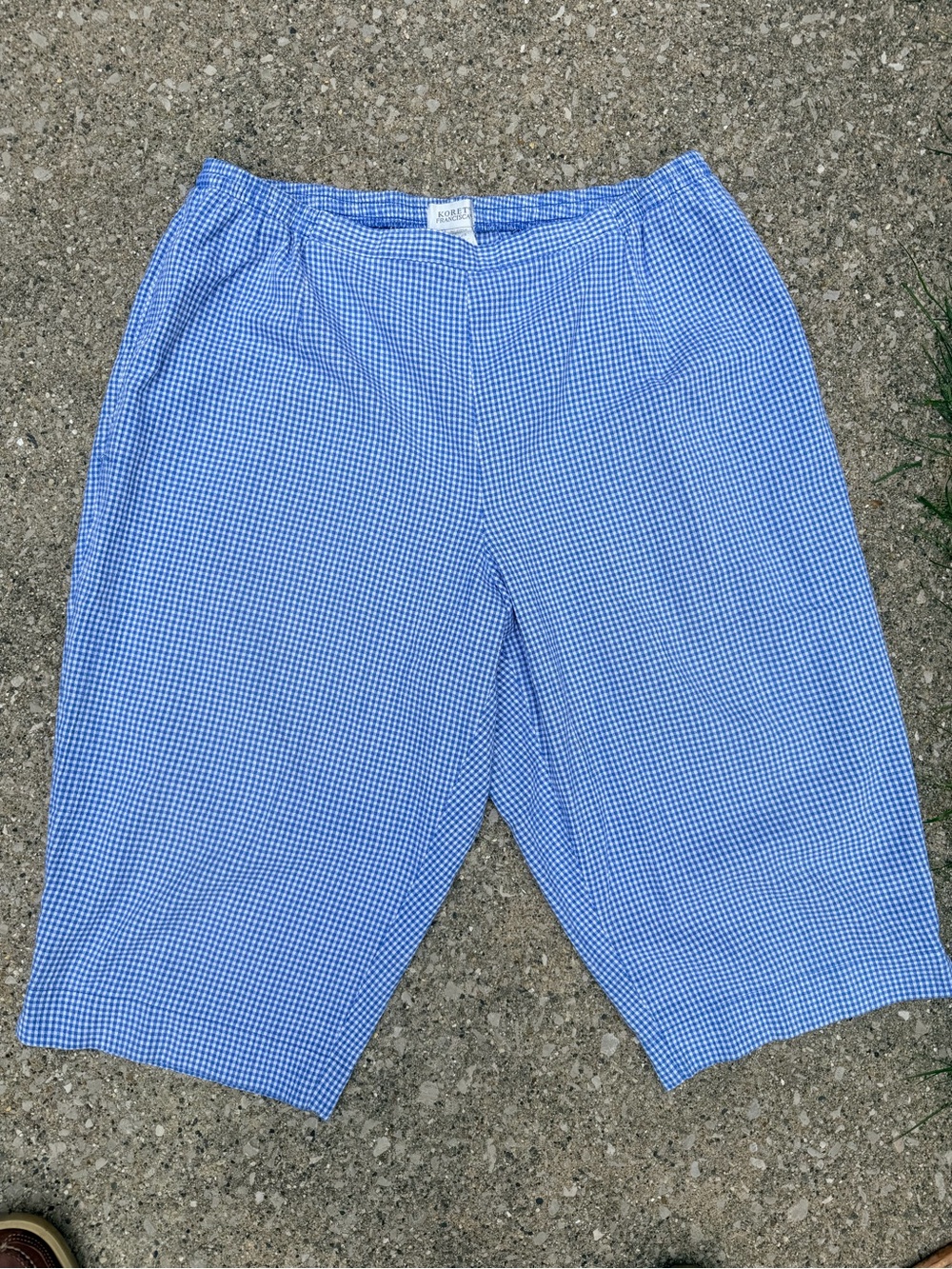 Koret Francisca Blue White Gingham Pull On Capri Pants Size 20 Grandma Core